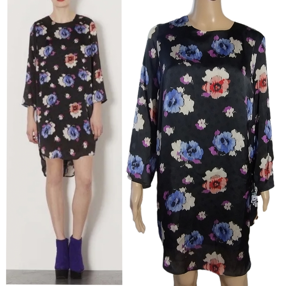 Topshop | Floral Spot 3/4 Long Sleeve Tunic Dress | Size 8